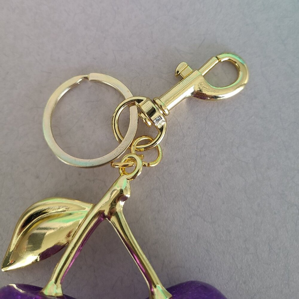 Purple Cherries Purse Charms with Key Ring - Picture 8 of 8